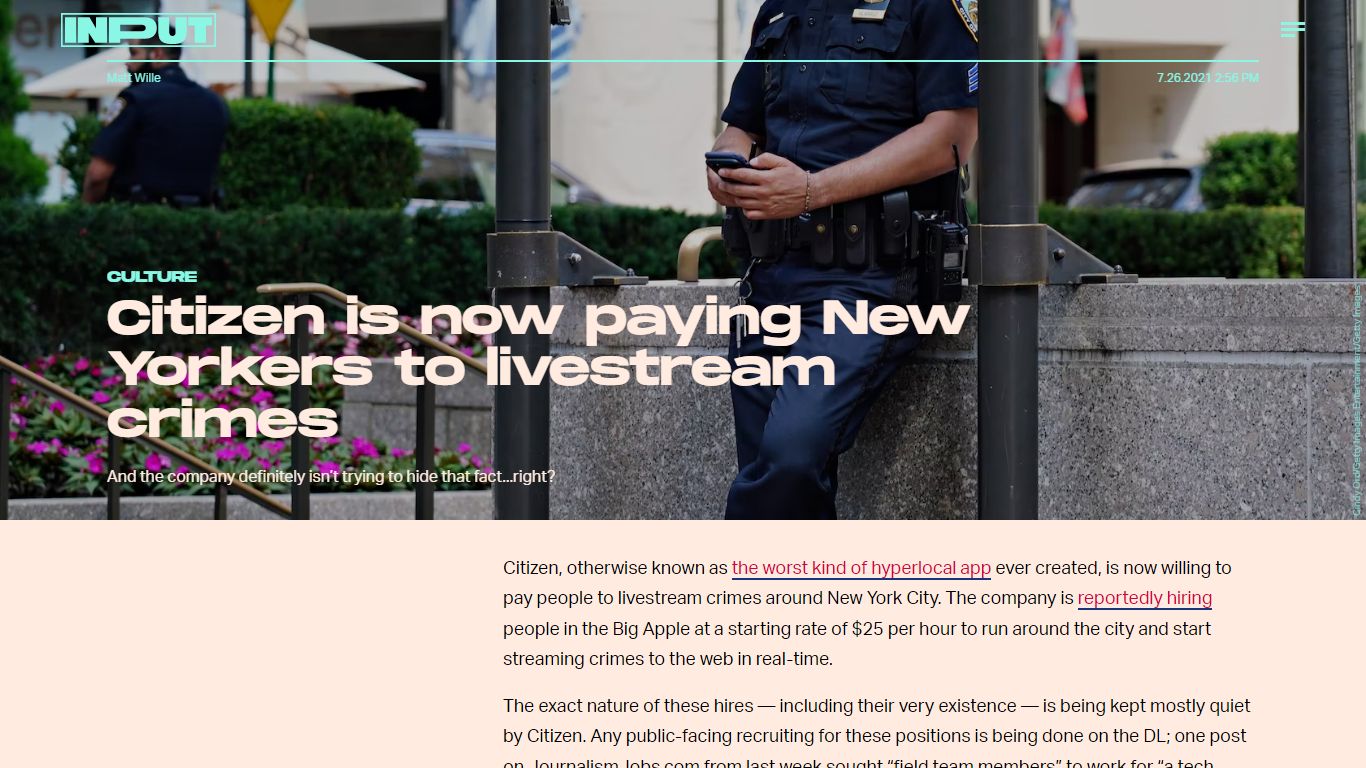 Citizen is now paying New Yorkers to livestream crimes